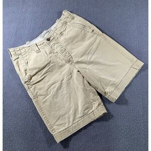 Hollister Cargo Shorts Mens 33 Distressed Button Fly Heavyweight Tan Outdoor Y2K